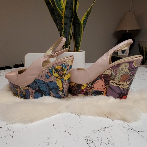 Handmade Xmen Comic wedge heels - Picture 2 of 4
